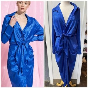Nwt Runway sz 8 satin mock wrap dress